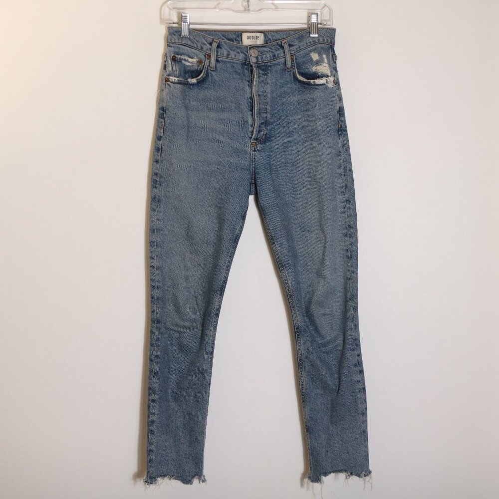 Agolde Nico High Rise Slim Fit Jeans Womens 27 Ankle Distressed‎ Medium Wash